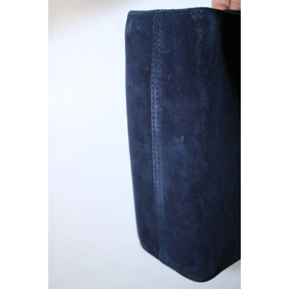 Clare V. Women's Small Navy Blue Red Suede Magnet Closure Bag - Picture 12 of 14